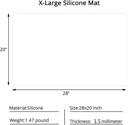 Silicone Mats for Kitchen Counter, Large Silicone Countertop Protector 25" by 17", Nonskid Heat Resistant Desk Saver Pad, Multipurpose Mat, Placemat, Black