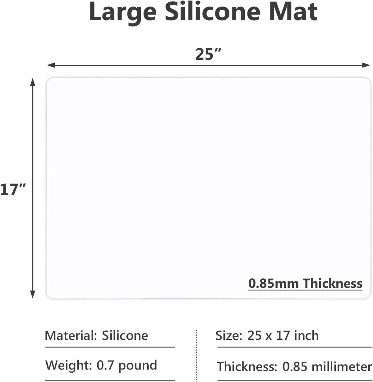 Silicone Mats for Kitchen Counter, Large Silicone Countertop Protector 25" by 17", Nonskid Heat Resistant Desk Saver Pad, Multipurpose Mat, Placemat, Black