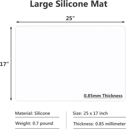 Silicone Mats for Kitchen Counter, Large Silicone Countertop Protector 25" by 17", Nonskid Heat Resistant Desk Saver Pad, Multipurpose Mat, Placemat, Black