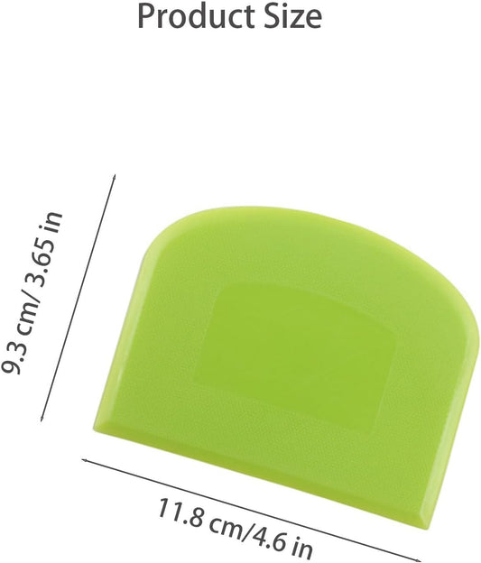 2 Pcs Dough Scraper Set, Flexible Plastic Bowl Scrapers, 4.6x3.65 Inch Sharp Edge Bench Scraper for Baking, Cake Decorating Tools (2, Green And White)