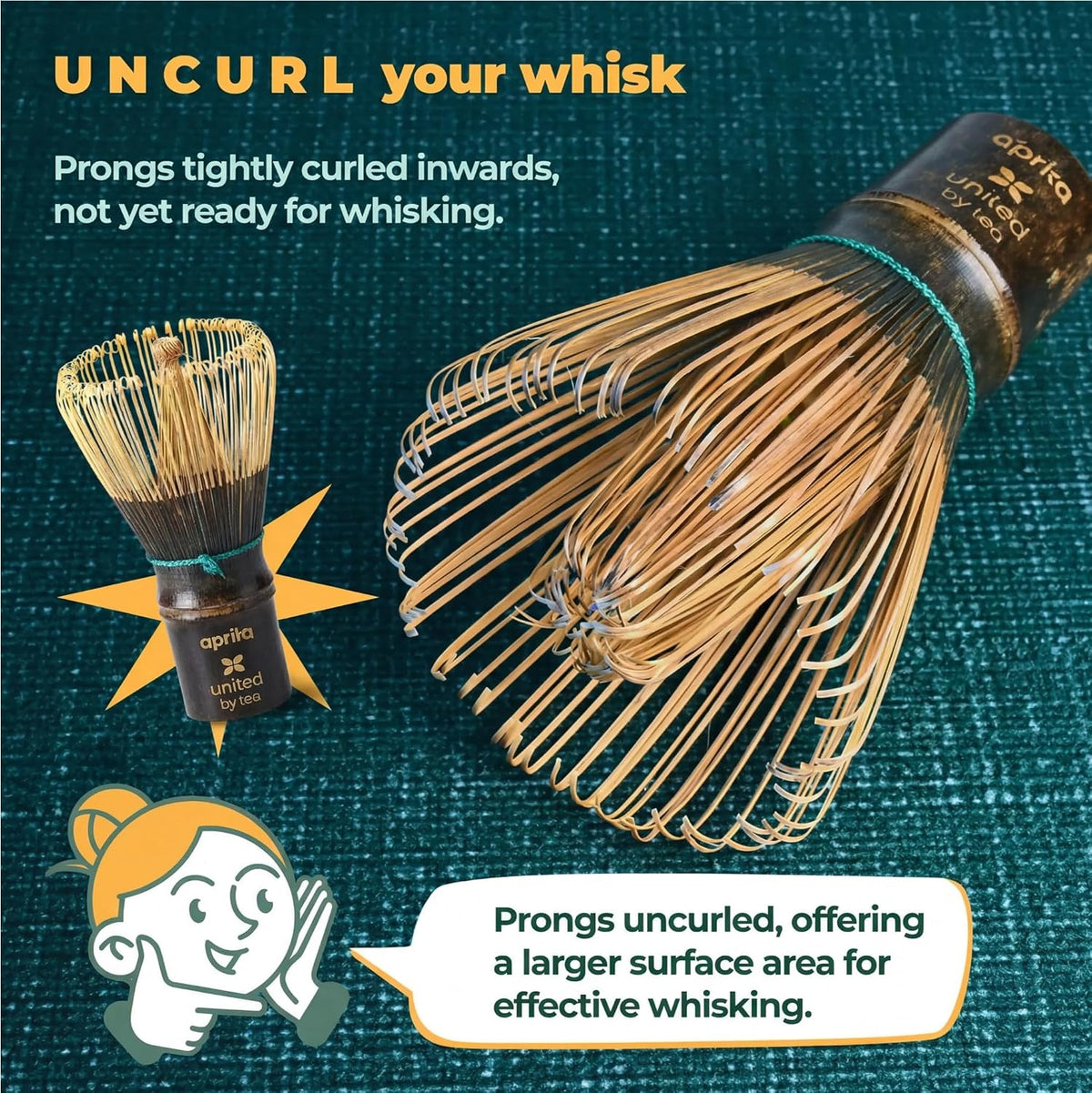 Matcha Whisk Holder Set, Bamboo Chasen with Glass Stand and Scoop, 100 Prong Tea Whisk for Japanese Green Tea Powder
