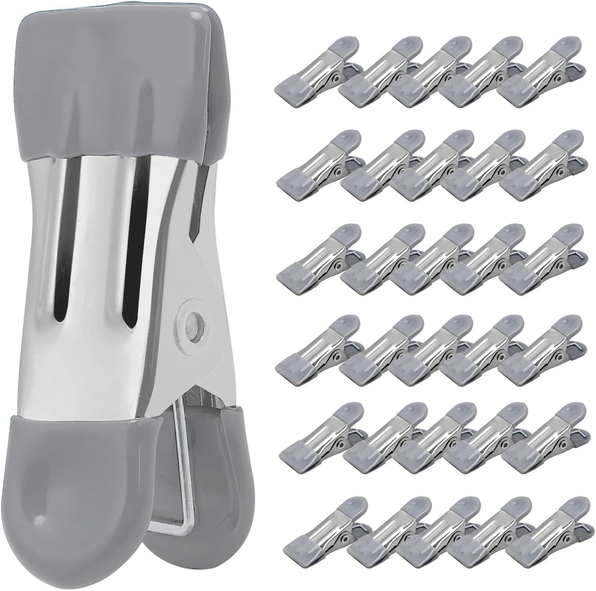 Clothes Pins Heavy Duty, 30 Pack, 2.17 Inch Metal Chip Clips, 6 Colors | Clothespins for Photo Drying Clothesline Laundry Sock, Bag Clips for Food Kitchen Stainless Steel with Rubber