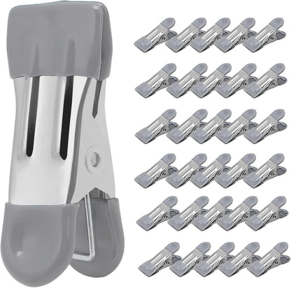 Clothes Pins Heavy Duty, 30 Pack, 2.17 Inch Metal Chip Clips, 6 Colors | Clothespins for Photo Drying Clothesline Laundry Sock, Bag Clips for Food Kitchen Stainless Steel with Rubber