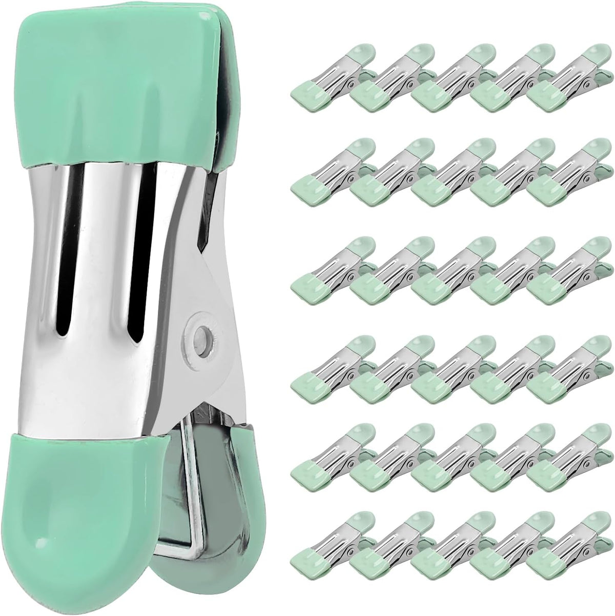 Clothes Pins Heavy Duty, 30 Pack, 2.17 Inch Metal Chip Clips, 6 Colors | Clothespins for Photo Drying Clothesline Laundry Sock, Bag Clips for Food Kitchen Stainless Steel with Rubber