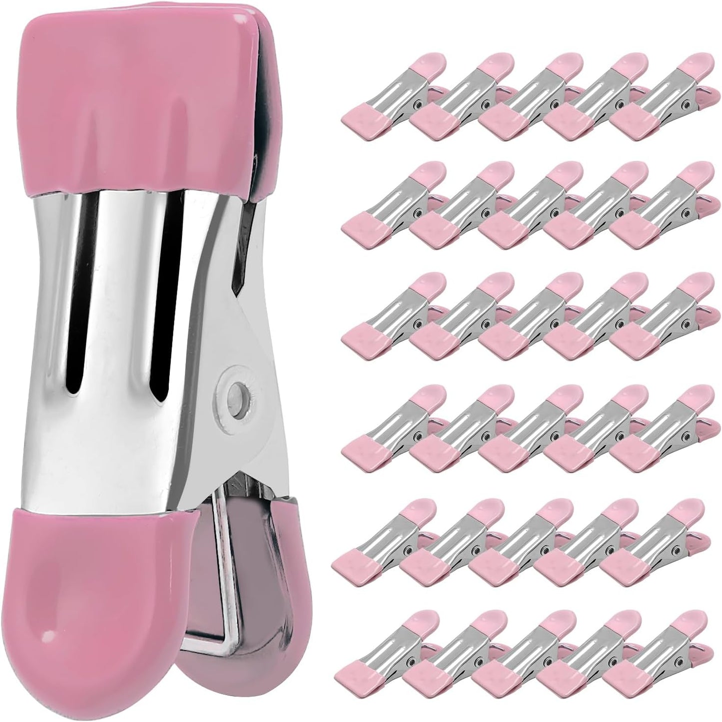 Clothes Pins Heavy Duty, 30 Pack, 2.17 Inch Metal Chip Clips, 6 Colors | Clothespins for Photo Drying Clothesline Laundry Sock, Bag Clips for Food Kitchen Stainless Steel with Rubber