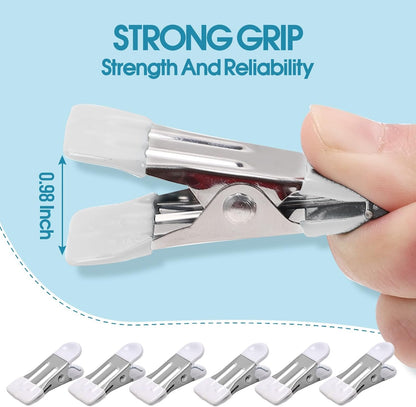 Clothes Pins Heavy Duty, 30 Pack, 2.17 Inch Metal Chip Clips, 6 Colors | Clothespins for Photo Drying Clothesline Laundry Sock, Bag Clips for Food Kitchen Stainless Steel with Rubber