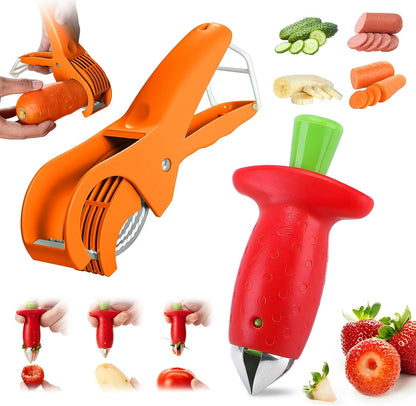 Strawberry Slicer/Cutter/Corer, Strawberry Huller Fruit Leaf Stem Remover Tools,Fruit Cutter, Egg Slicer Kitchen Gadgets, Veggie Strawberry Slicer Tool for Dessert and Cake Decorations (c)