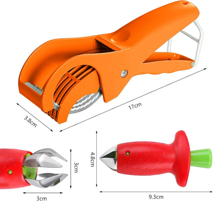 Strawberry Slicer/Cutter/Corer, Strawberry Huller Fruit Leaf Stem Remover Tools,Fruit Cutter, Egg Slicer Kitchen Gadgets, Veggie Strawberry Slicer Tool for Dessert and Cake Decorations (c)