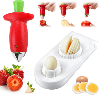 Strawberry Slicer/Cutter/Corer, Strawberry Huller Fruit Leaf Stem Remover Tools,Fruit Cutter, Egg Slicer Kitchen Gadgets, Veggie Strawberry Slicer Tool for Dessert and Cake Decorations (c)