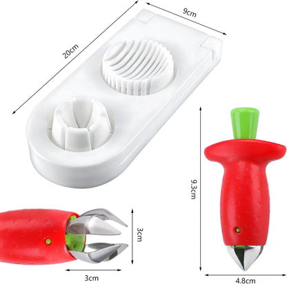 Strawberry Slicer/Cutter/Corer, Strawberry Huller Fruit Leaf Stem Remover Tools,Fruit Cutter, Egg Slicer Kitchen Gadgets, Veggie Strawberry Slicer Tool for Dessert and Cake Decorations (c)