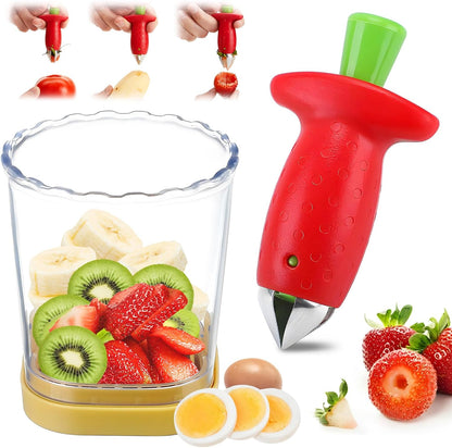 Strawberry Slicer/Cutter/Corer, Strawberry Huller Fruit Leaf Stem Remover Tools,Fruit Cutter, Egg Slicer Kitchen Gadgets, Veggie Strawberry Slicer Tool for Dessert and Cake Decorations (c)