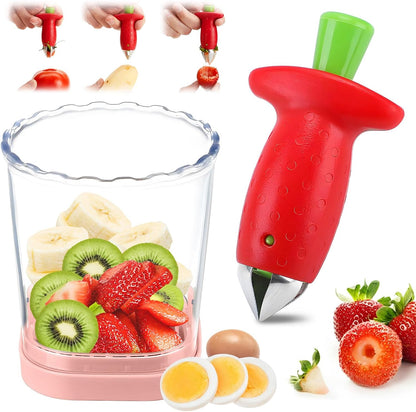 Strawberry Slicer/Cutter/Corer, Strawberry Huller Fruit Leaf Stem Remover Tools,Fruit Cutter, Egg Slicer Kitchen Gadgets, Veggie Strawberry Slicer Tool for Dessert and Cake Decorations (c)