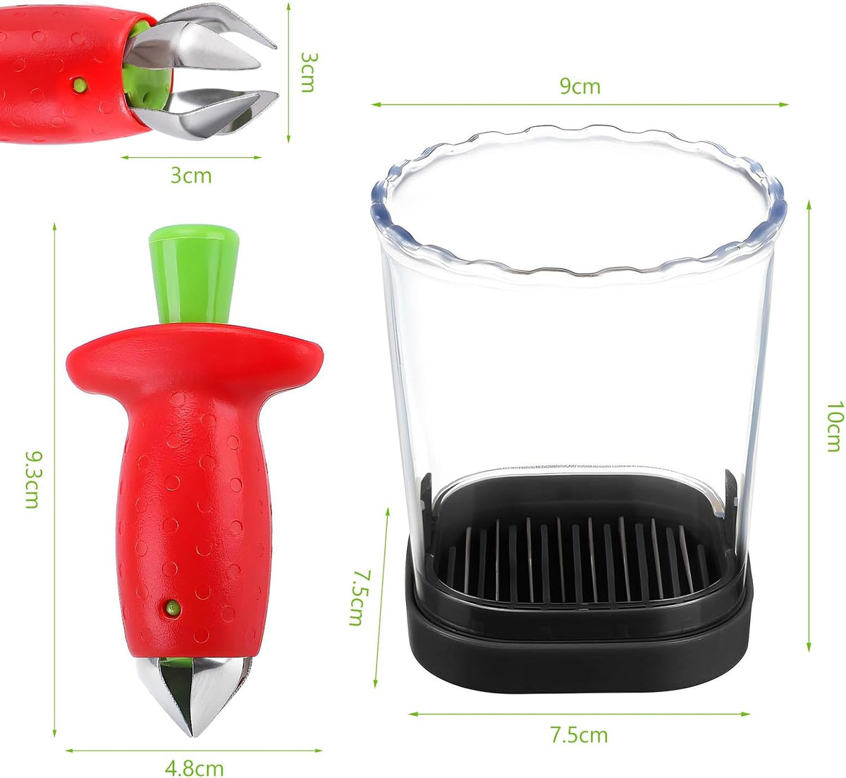 Strawberry Slicer/Cutter/Corer, Strawberry Huller Fruit Leaf Stem Remover Tools,Fruit Cutter, Egg Slicer Kitchen Gadgets, Veggie Strawberry Slicer Tool for Dessert and Cake Decorations (c)