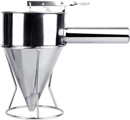 Stainless Steel Pancake Batter Dispenser, Funnel Dispenser with Stand for Takoyaki and Baking