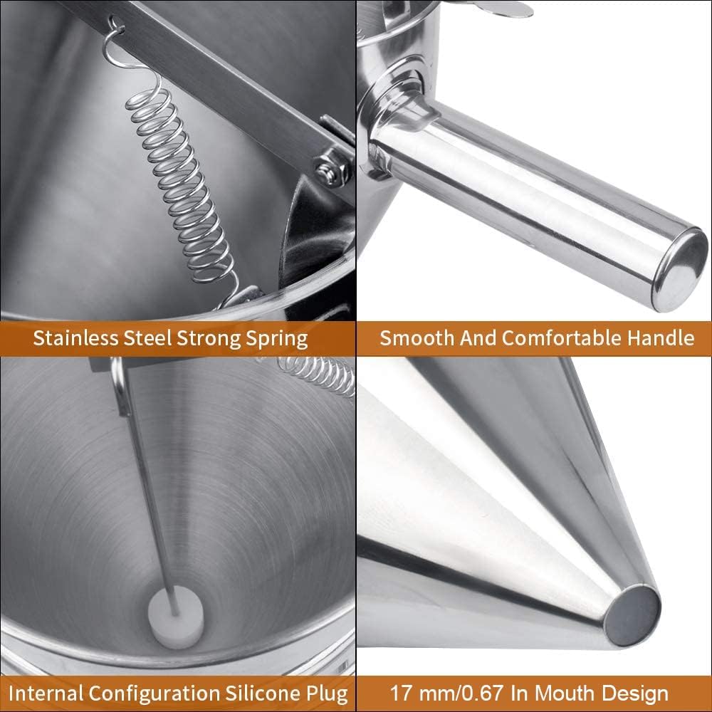 Stainless Steel Pancake Batter Dispenser, Funnel Dispenser with Stand for Takoyaki and Baking
