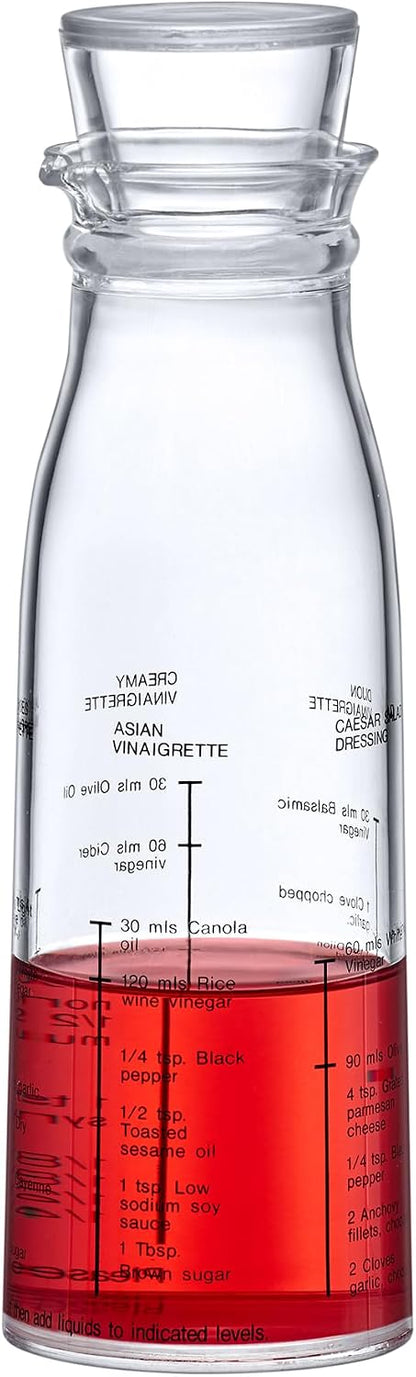 Acrylic Salad Dressing Shaker with Built-In Recipe (12 oz), Plastic Vinaigrette Mixer Bottle for Homemade Dressings, BPA-Free, Dishwasher-Safe, Easy to Measure, Mix, Serve, and Store