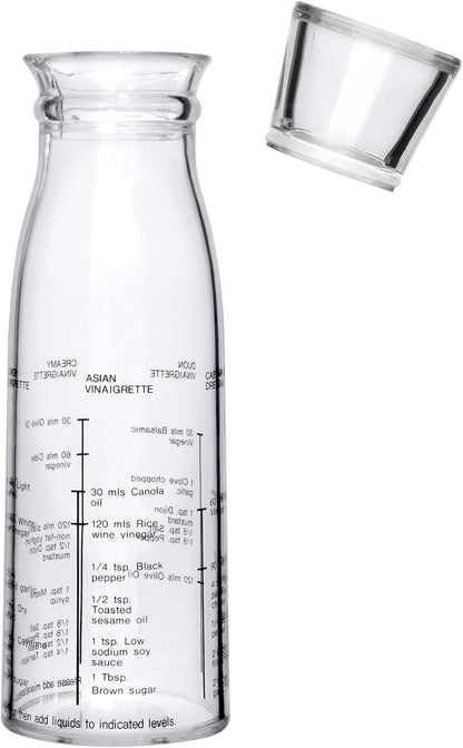 Acrylic Salad Dressing Shaker with Built-In Recipe (12 oz), Plastic Vinaigrette Mixer Bottle for Homemade Dressings, BPA-Free, Dishwasher-Safe, Easy to Measure, Mix, Serve, and Store
