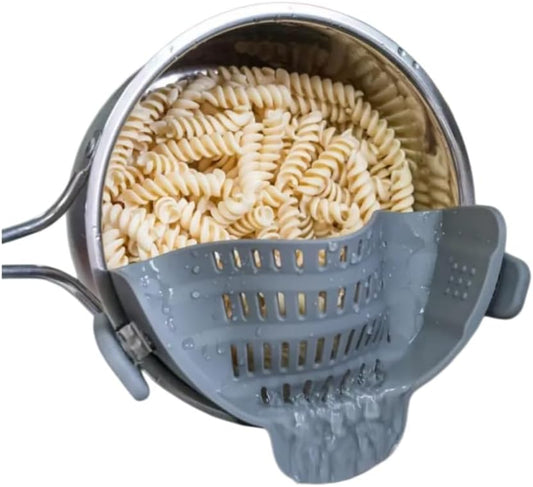 Silicone Pot Strainer, Emptycolor Adjustable Clip on Strainer for Pots Pans, Heat Resistant Pot Drainer, Kitchen Pasta Colander for Vegetables and Noodles