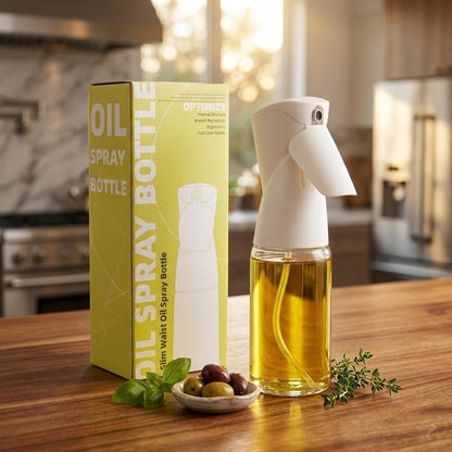 Oil Sprayer for Cooking, Upgraded 7.4oz Olive Oil Sprayer Mister, Large Olive Oil Spray Bottle for Air Fryer, Salads, BBQ & Kitchen, Professional Oil Sprayer with Even Mist（White）