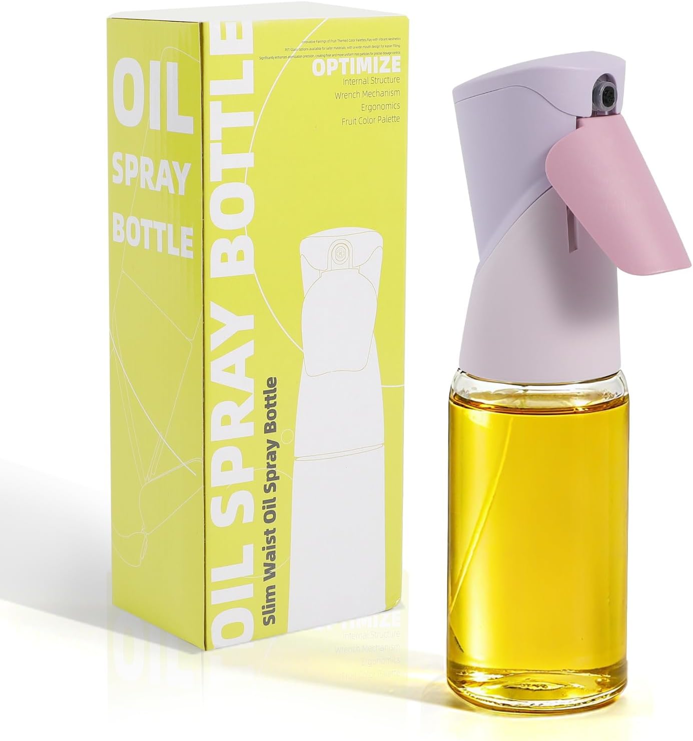 Oil Sprayer for Cooking, Upgraded 7.4oz Olive Oil Sprayer Mister, Large Olive Oil Spray Bottle for Air Fryer, Salads, BBQ & Kitchen, Professional Oil Sprayer with Even Mist（White）