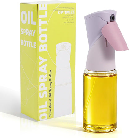 Oil Sprayer for Cooking, Upgraded 7.4oz Olive Oil Sprayer Mister, Large Olive Oil Spray Bottle for Air Fryer, Salads, BBQ & Kitchen, Professional Oil Sprayer with Even Mist（White）