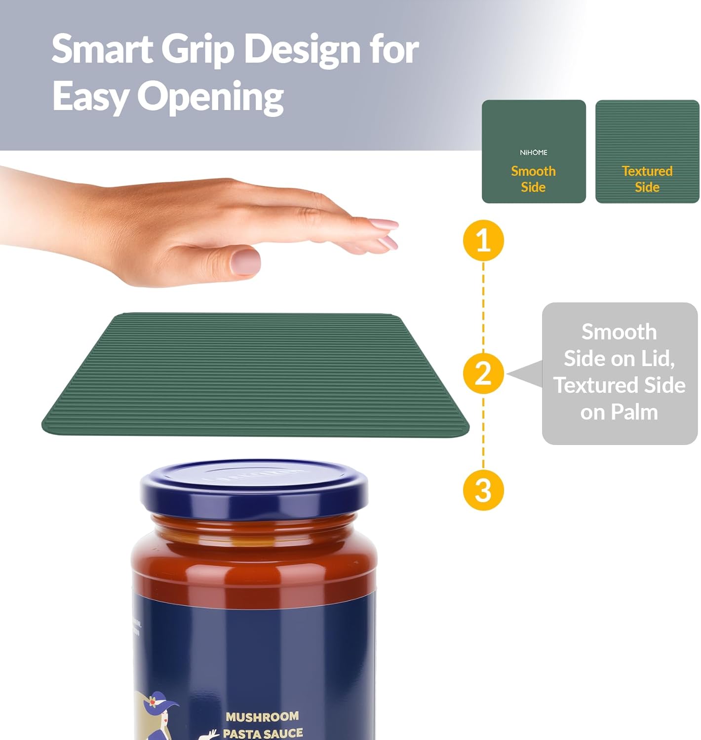 Silicone Jar Opener Gripper Pads, 6 Inch Large Rubber Jar Openers for Seniors with Arthritis & Weak Hands, Food-Grade Non-Slip Bottle Lid Grip, Heat-Resistant Trivet Coaster Mat, Set of 4