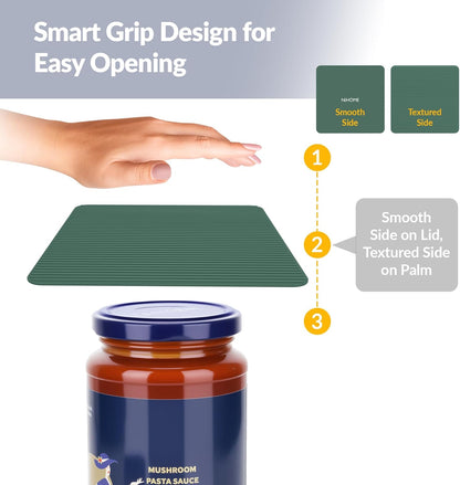Silicone Jar Opener Gripper Pads, 6 Inch Large Rubber Jar Openers for Seniors with Arthritis & Weak Hands, Food-Grade Non-Slip Bottle Lid Grip, Heat-Resistant Trivet Coaster Mat, Set of 4