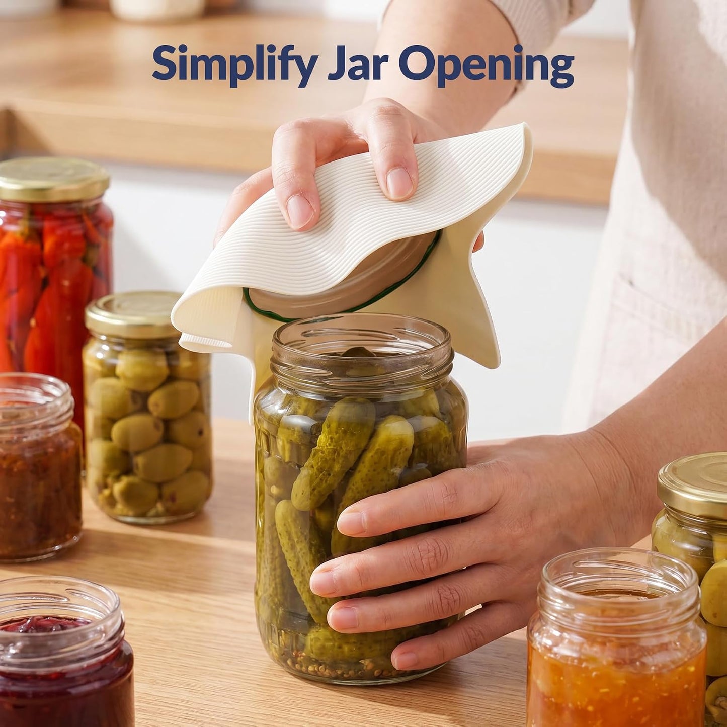 Silicone Jar Opener Gripper Pads, 6 Inch Large Rubber Jar Openers for Seniors with Arthritis & Weak Hands, Food-Grade Non-Slip Bottle Lid Grip, Heat-Resistant Trivet Coaster Mat, Set of 4