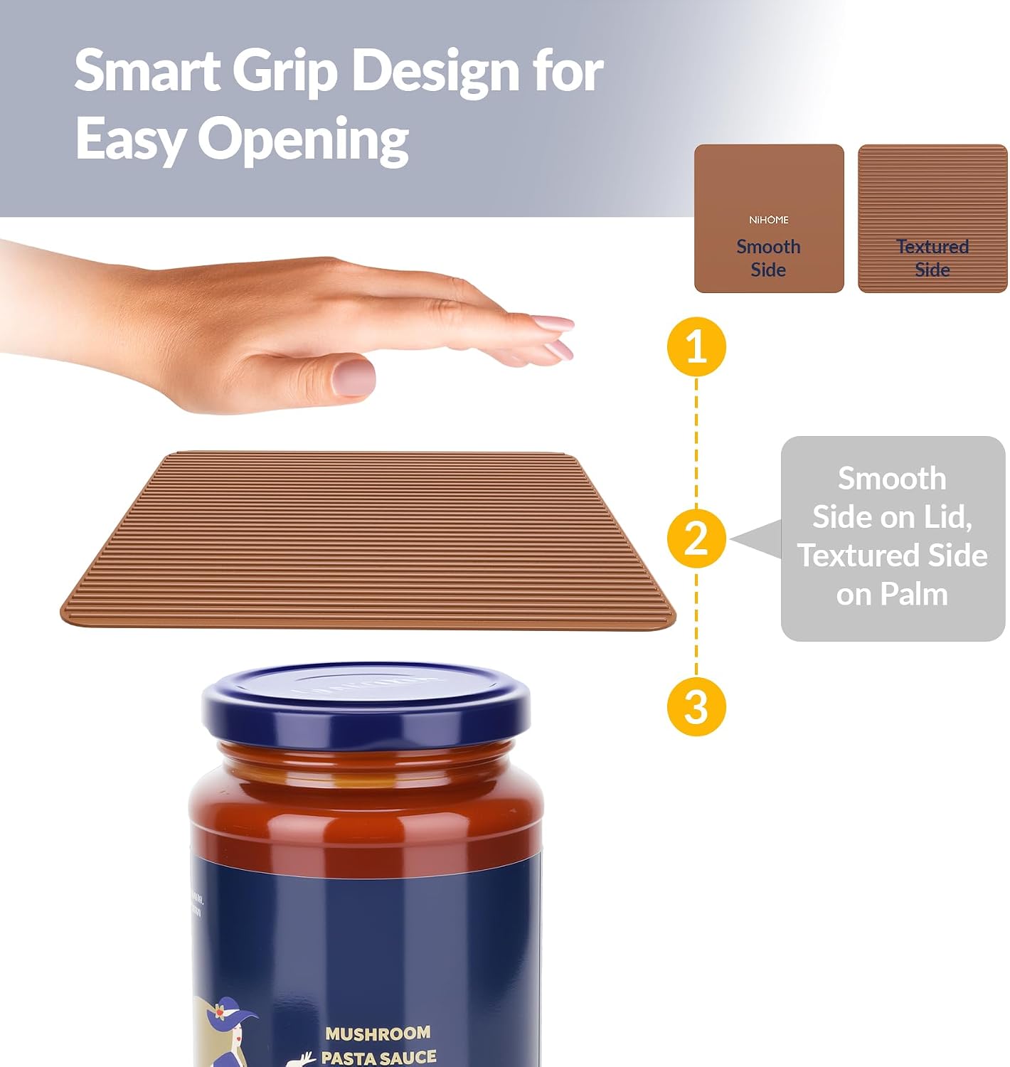Silicone Jar Opener Gripper Pads, 6 Inch Large Rubber Jar Openers for Seniors with Arthritis & Weak Hands, Food-Grade Non-Slip Bottle Lid Grip, Heat-Resistant Trivet Coaster Mat, Set of 4