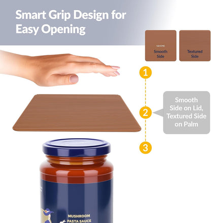 Silicone Jar Opener Gripper Pads, 6 Inch Large Rubber Jar Openers for Seniors with Arthritis & Weak Hands, Food-Grade Non-Slip Bottle Lid Grip, Heat-Resistant Trivet Coaster Mat, Set of 4