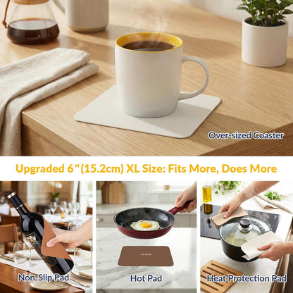 Silicone Jar Opener Gripper Pads, 6 Inch Large Rubber Jar Openers for Seniors with Arthritis & Weak Hands, Food-Grade Non-Slip Bottle Lid Grip, Heat-Resistant Trivet Coaster Mat, Set of 4