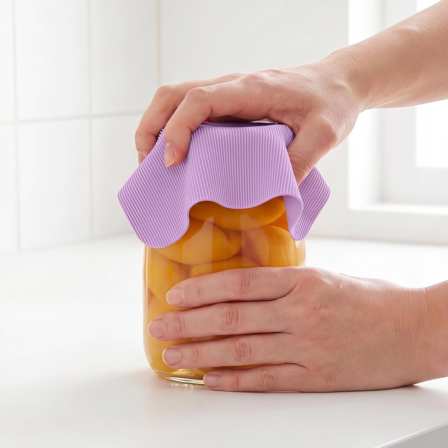 Silicone Jar Opener Gripper Pads, 6 Inch Large Rubber Jar Openers for Seniors with Arthritis & Weak Hands, Food-Grade Non-Slip Bottle Lid Grip, Heat-Resistant Trivet Coaster Mat, Set of 4