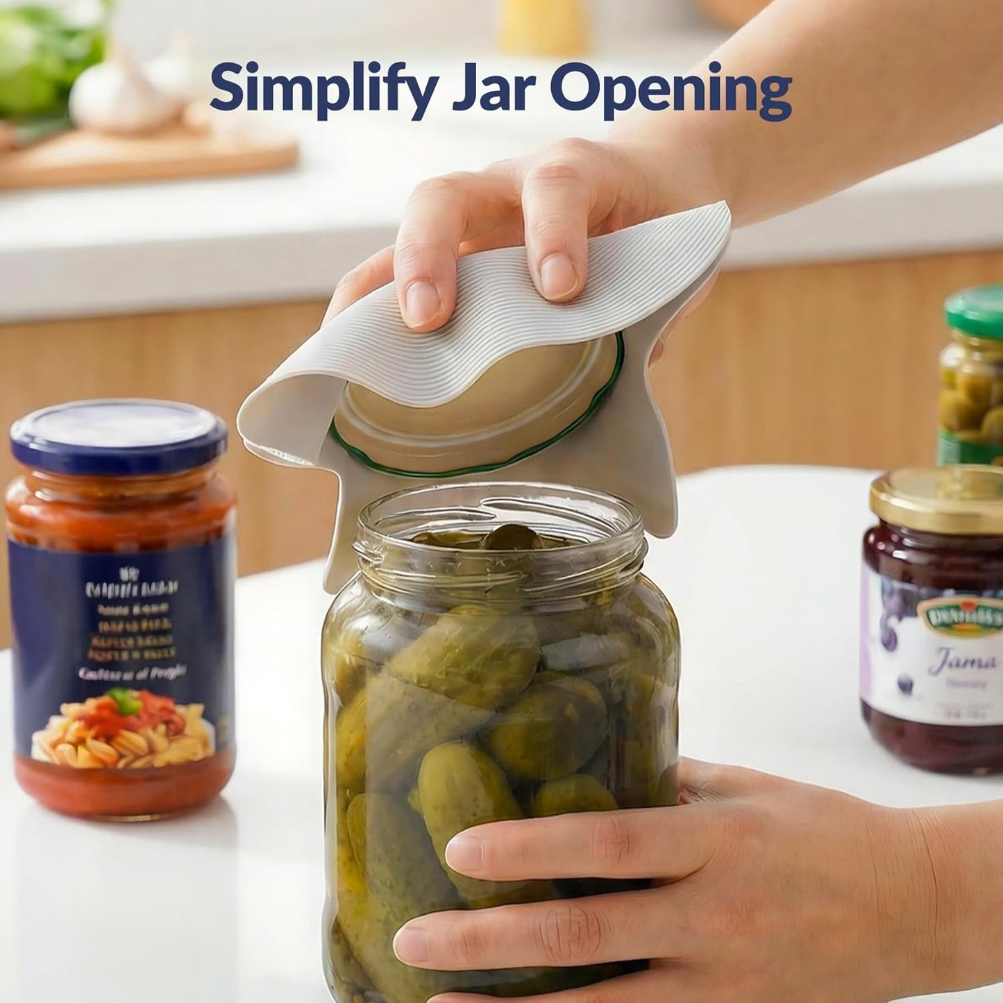 Silicone Jar Opener Gripper Pads, 6 Inch Large Rubber Jar Openers for Seniors with Arthritis & Weak Hands, Food-Grade Non-Slip Bottle Lid Grip, Heat-Resistant Trivet Coaster Mat, Set of 4