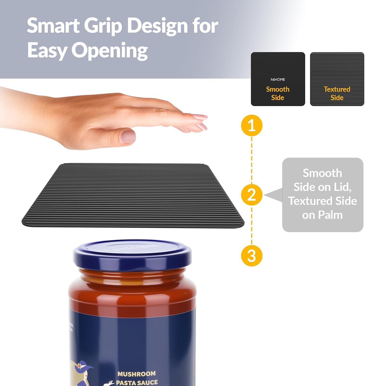 Silicone Jar Opener Gripper Pads, 6 Inch Large Rubber Jar Openers for Seniors with Arthritis & Weak Hands, Food-Grade Non-Slip Bottle Lid Grip, Heat-Resistant Trivet Coaster Mat, Set of 4