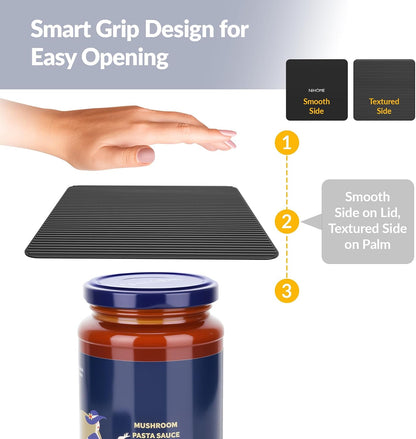 Silicone Jar Opener Gripper Pads, 6 Inch Large Rubber Jar Openers for Seniors with Arthritis & Weak Hands, Food-Grade Non-Slip Bottle Lid Grip, Heat-Resistant Trivet Coaster Mat, Set of 4
