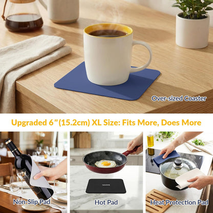 Silicone Jar Opener Gripper Pads, 6 Inch Large Rubber Jar Openers for Seniors with Arthritis & Weak Hands, Food-Grade Non-Slip Bottle Lid Grip, Heat-Resistant Trivet Coaster Mat, Set of 4