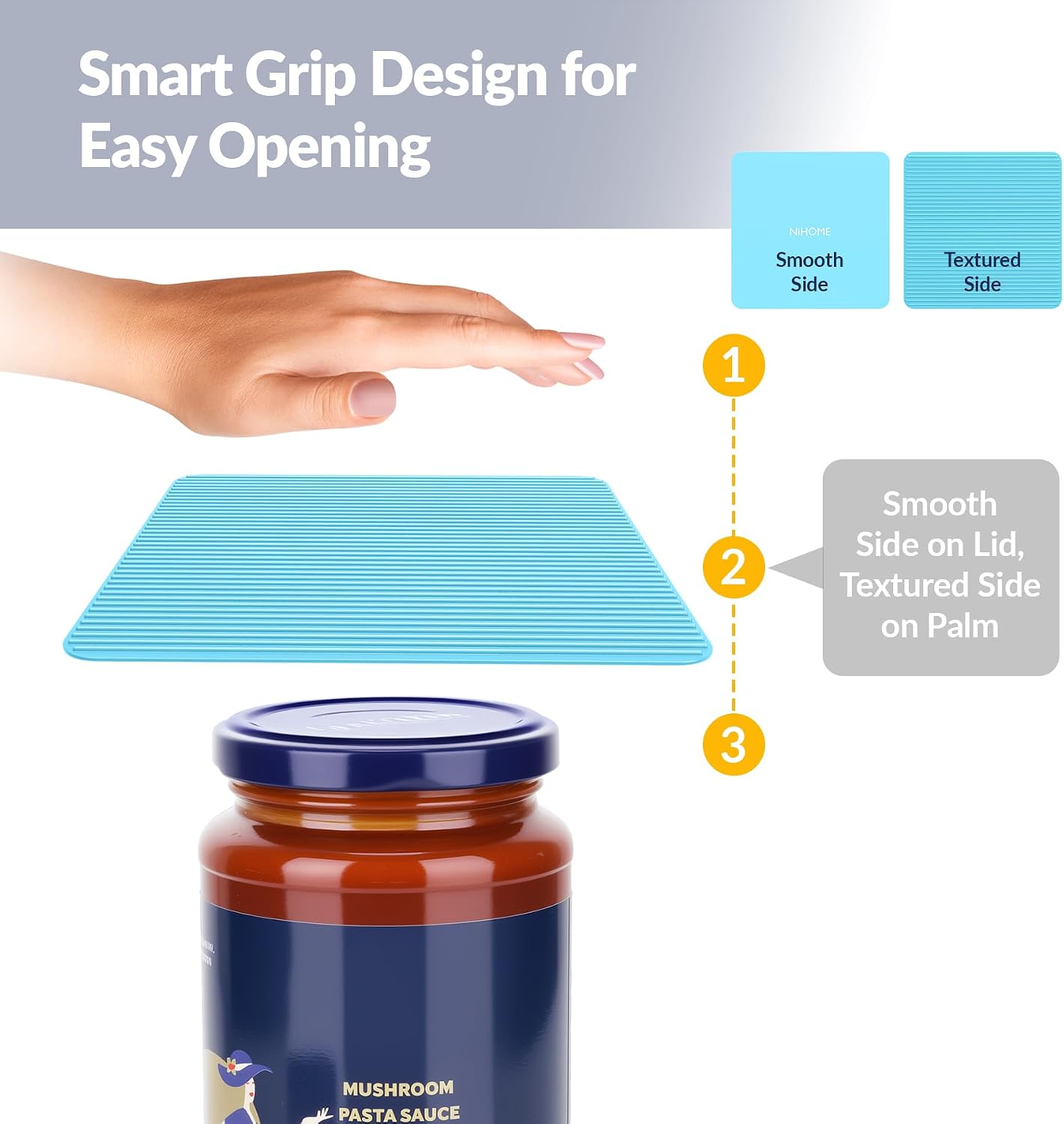 Silicone Jar Opener Gripper Pads, 6 Inch Large Rubber Jar Openers for Seniors with Arthritis & Weak Hands, Food-Grade Non-Slip Bottle Lid Grip, Heat-Resistant Trivet Coaster Mat, Set of 4