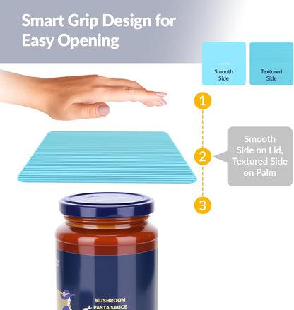 Silicone Jar Opener Gripper Pads, 6 Inch Large Rubber Jar Openers for Seniors with Arthritis & Weak Hands, Food-Grade Non-Slip Bottle Lid Grip, Heat-Resistant Trivet Coaster Mat, Set of 4