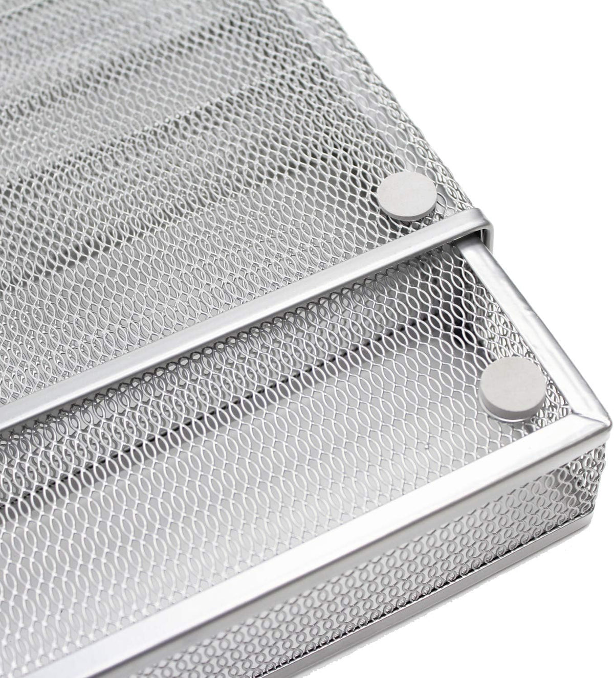 Utensil Drawer Organizer - Expandable Cutlery Tray, Silverware/Flatware Storage Divider for Kitchen, Mesh Designing with Non-slip Rubber Feet (Silver)