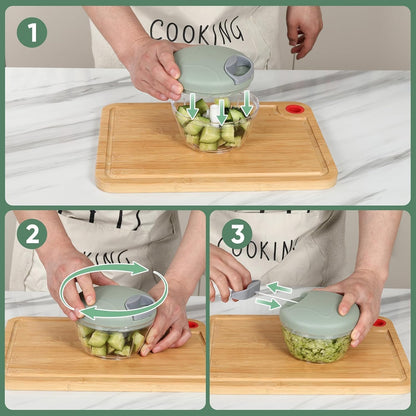 Garlic Chopper, Pull-String Vegetable Onion Mincer