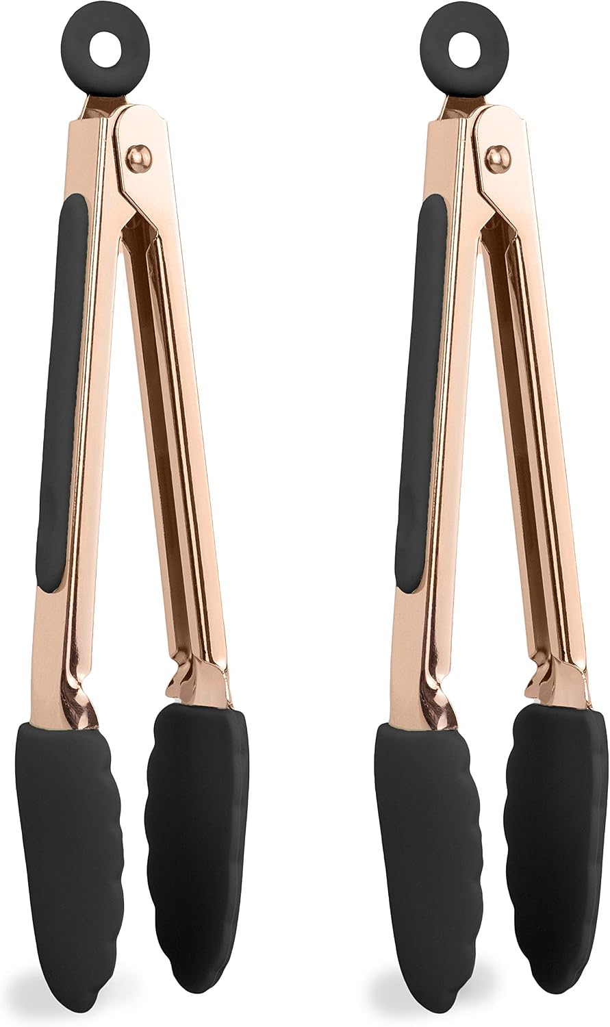 Stainless Steel Silicone Tipped Kitchen & BBQ Tongs Set, Utensils, Grey