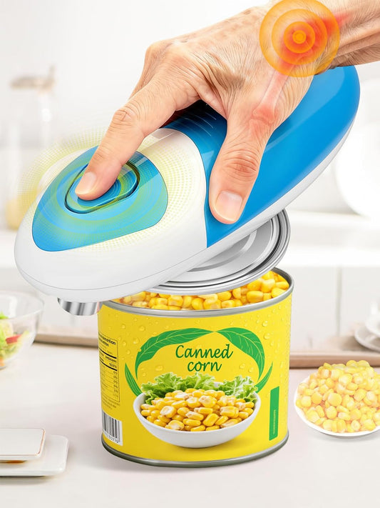 Electric Can Opener for Seniors: Easy to Use One Touch Hand Free Side-Cut | Smooth Edge, Battery Operated, Power Motor Fits All Can Sizes, Cordless Easy to Clean for Kitchen
