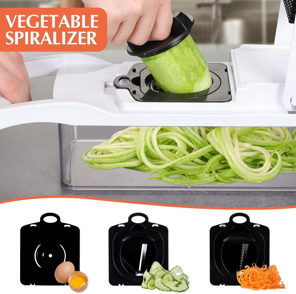 Vegetable Chopper Mandoline Slicer Grey - 12 in 1 Interchangeable Blades Food Chopper with Container, Hand Guard & Drainer, Veggie Dicer Kitchen Gadget for Onion, Cucumber, Tomato, Fruit