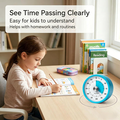 Magnetic Visual Kitchen Timer, 60 Minute Countdown Timer with LED Alert, Turn the Dial to Start, No Winding Needed for Cooking, Baking, Meal Prep & Daily Kitchen Tasks (Blue)