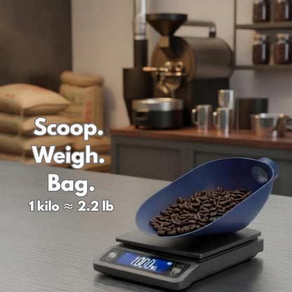 Kilo Bean Scale Scoop, Blue, 1 Kilo / 2.2 lb