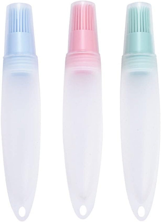 3 Pcs Barbecue Bottle Brush Pastries Applicator Tip Tail Home Pressing Silicone Bottle Kitchen Baking Tool for Cooking and Roasting with Silicone Bottle and Silicone Bottle Brush