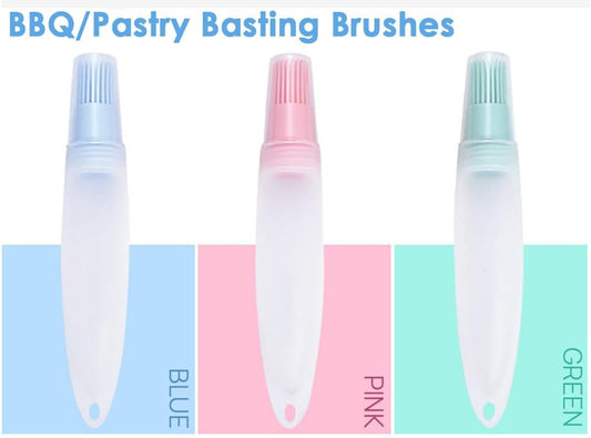 3 Pcs Barbecue Bottle Brush Pastries Applicator Tip Tail Home Pressing Silicone Bottle Kitchen Baking Tool for Cooking and Roasting with Silicone Bottle and Silicone Bottle Brush