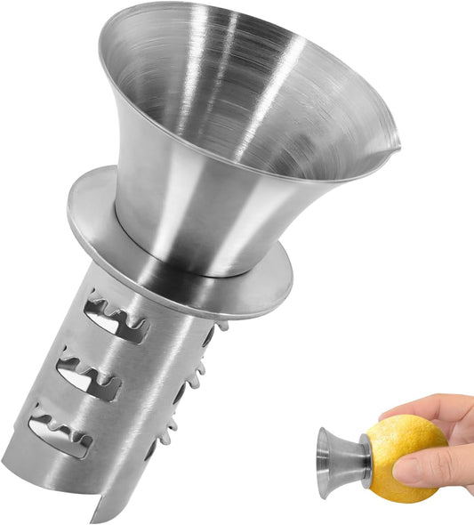 1Pc 18/8 Stainless Steel Manual Lemon Juicer Squeezer, Easy Squeeze Small Hand Juicer and Reamer, Hand Citrus Juicer and Lemon Pourer, Screw Limes squeezer, Dishwasher Safe (1)
