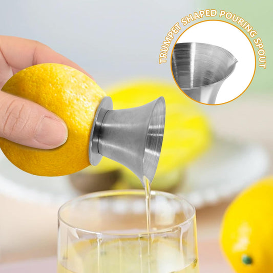 1Pc 18/8 Stainless Steel Manual Lemon Juicer Squeezer, Easy Squeeze Small Hand Juicer and Reamer, Hand Citrus Juicer and Lemon Pourer, Screw Limes squeezer, Dishwasher Safe (1)