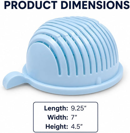 Salad Chopper Bowl with Slits, Fruit Vegetable Cutter, Blue